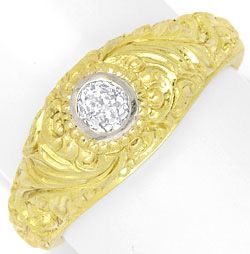 Foto 1 - Diamantbandring 0,40 Altschliff Florale Gravur Gelbgold, R3300