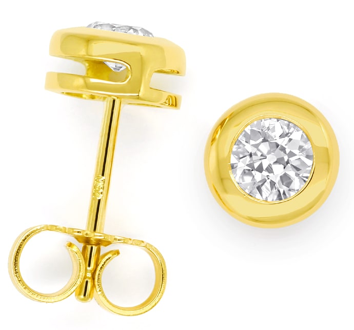 Foto 1 - Diamanten-Zargen-Ohrringe mit 0,54ct Diamanten Gelbgold, R9776