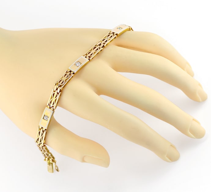 Foto 4 - Antikes Gold-Armband Diamanten und Emaille, S5417